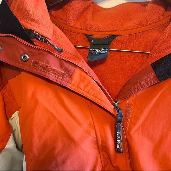 L.L. Bean Women’s Size Medium Coat Jacket Orange Zip Up Hooded 2 in 1 Flannel - Picture 7 of 8